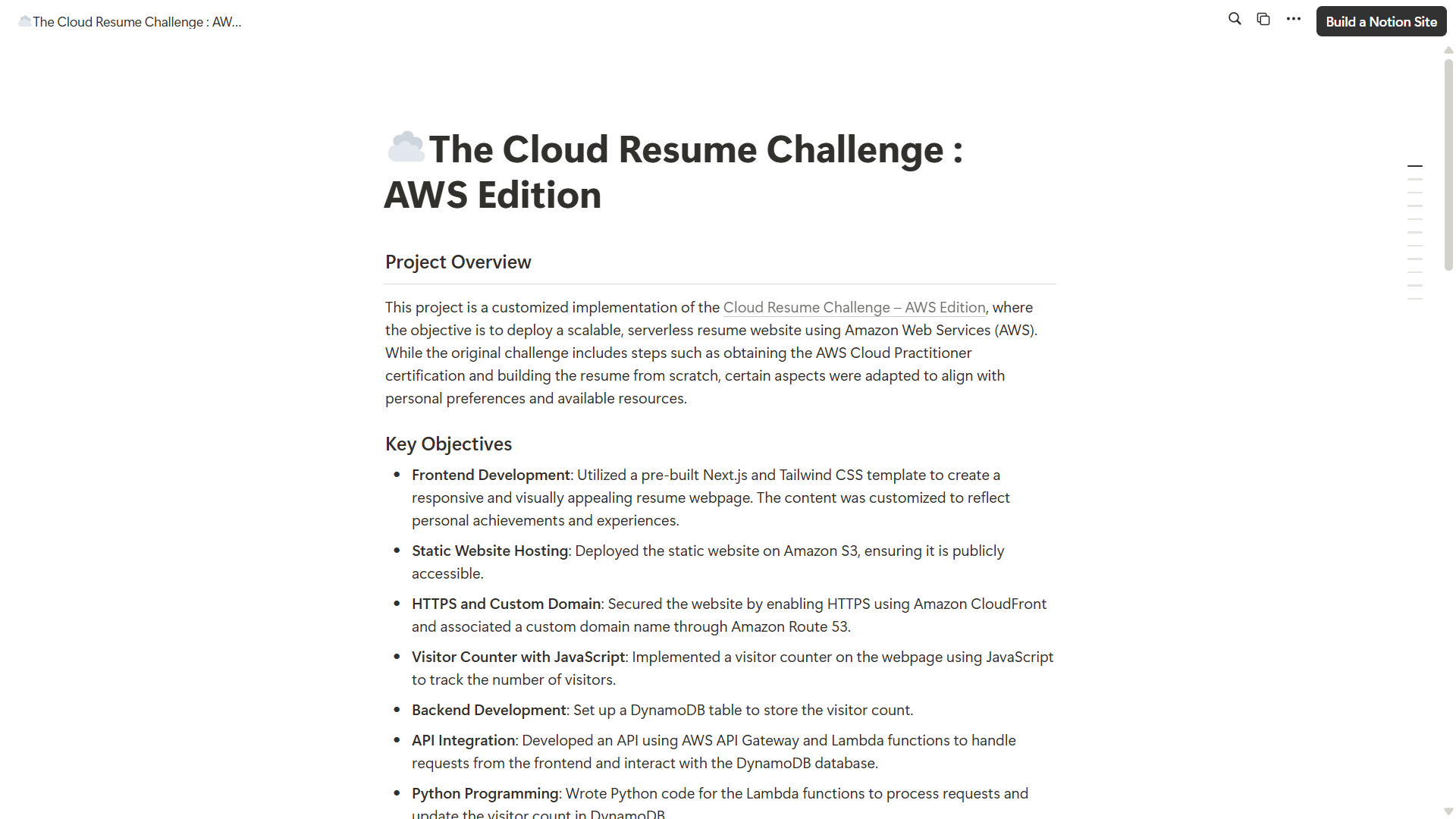 An image of the The Cloud Resume Challenge: AWS Edition project.